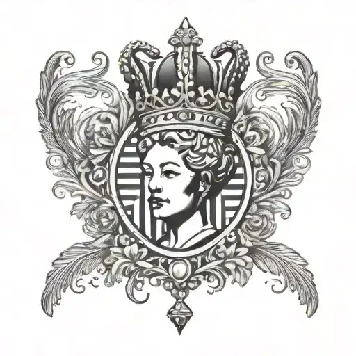 barcode black own with queen crown with 01 04 2020 tattoo design idea