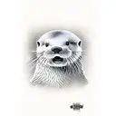 Otter with a poor boy hat, Cigar and whiskey tattoo design idea