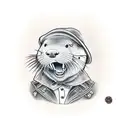 Otter with a poor boy hat, Cigar and whiskey tattoo design idea