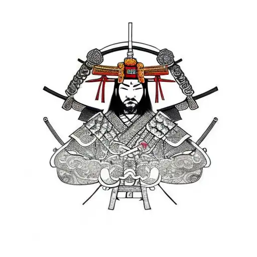 Samurai warrior with whisky tattoo design idea