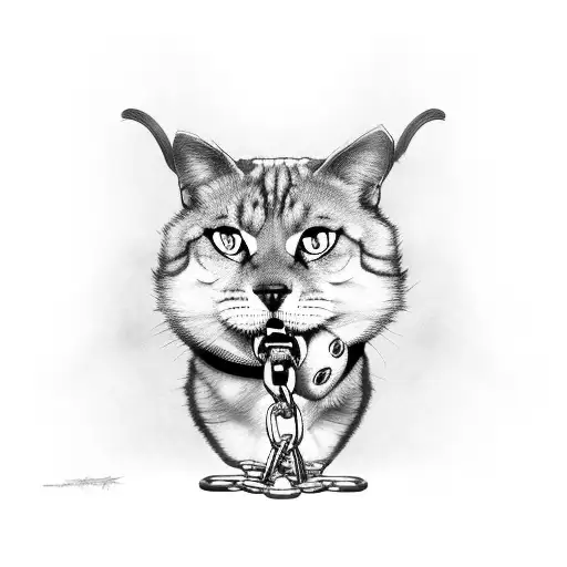 A fierce dog with boxing gloves and a motorcycle chain tattoo design idea