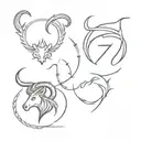 combined Capricorn, Scorpio And Leo Zodiac tattoo design idea