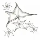 sea Shells, Manta Ray, sea Star and hibiscus flower  tattoo design idea