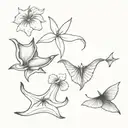 sea Shells, Manta Ray, sea Star and hibiscus flower  tattoo design idea