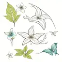 sea Shells, Manta Ray, sea Star and hibiscus flower  tattoo design idea