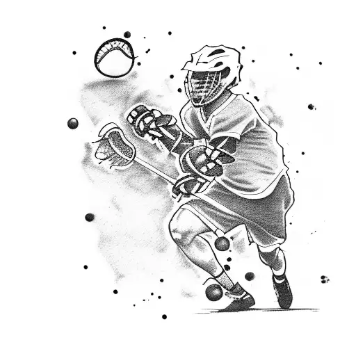 A lacrosse player holding a wine bottle and a soccer ball tattoo design idea