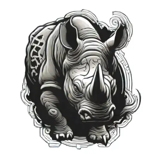 rhino with a cross tattoo design idea