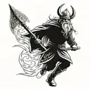 Viking warrior riding into battle on a longship tattoo design idea