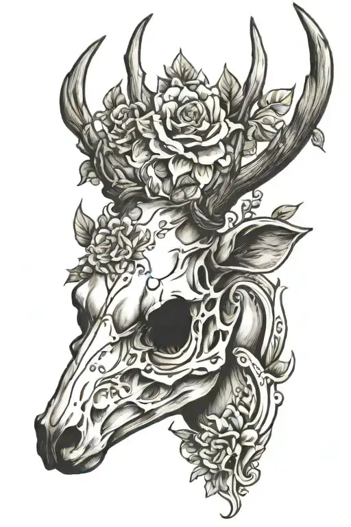 Real Deer 2024 Skull Deco Tattoo stylized