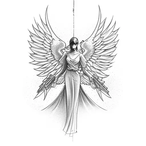 music, writing, skateboarding, movie, staitway, angels, wings, cross tattoo design idea