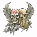 Metallica and Megadeth album covers tattoo design idea