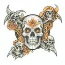 Metallica and Megadeth album covers tattoo design idea
