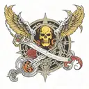 Metallica and Megadeth album covers tattoo design idea