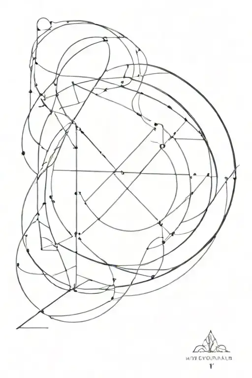 blackwork tattoo design it is made up of a series of spirals, and lines. it has a compass and the golden ratio tattoo design idea