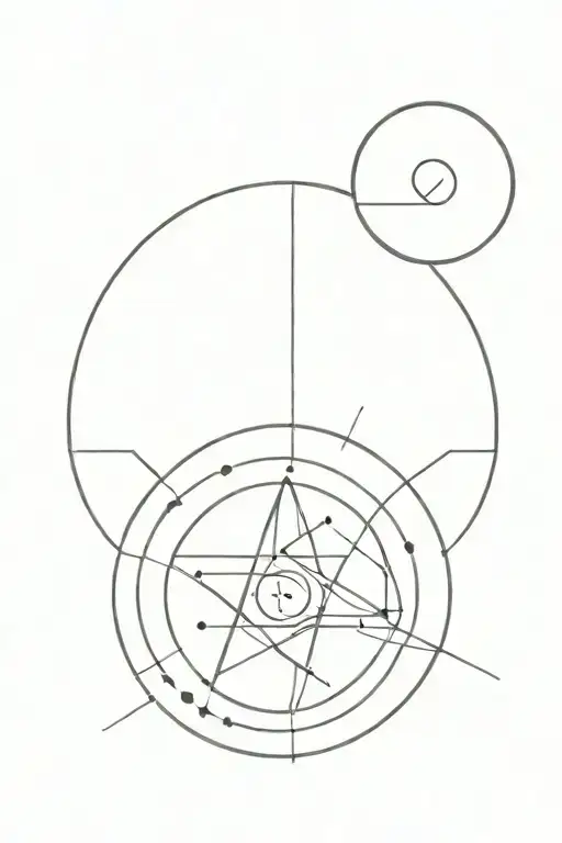 blackwork tattoo design it is made up of a series of circles, spirals, and lines. it has a compass and the golden ratio tattoo design idea