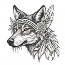 in memory of my mama tattoo with native American wolf head dress on or maybe half her face turning into a wolf  tattoo design idea