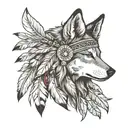 in memory of my mama tattoo with native American wolf head dress on or maybe half her face turning into a wolf  tattoo design idea