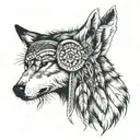 in memory of my mama tattoo with native American wolf head dress on or maybe half her face turning into a wolf  tattoo design idea