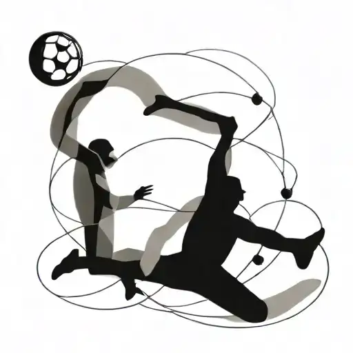 Incorporate a handball in motion with dynamic lines and geometric shapes tattoo design idea