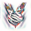 hands with childs name tattoo design idea