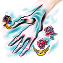 hands with childs name tattoo design idea