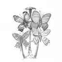 Palm tree 3 butterflies A boy climbs the tree tattoo design idea