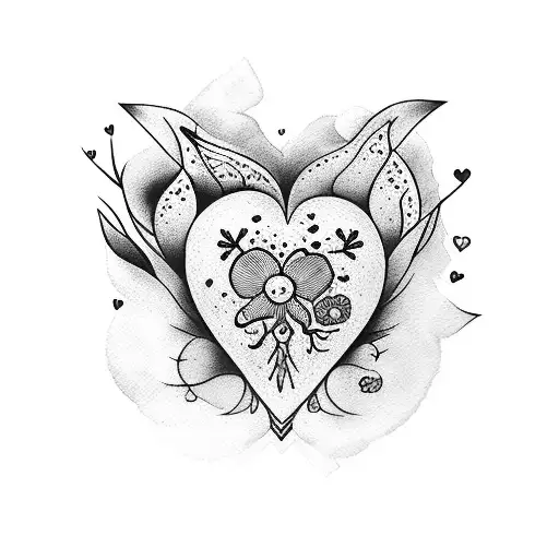 a heart with flowers in the style of the miro and watercolor painter tattoo design idea