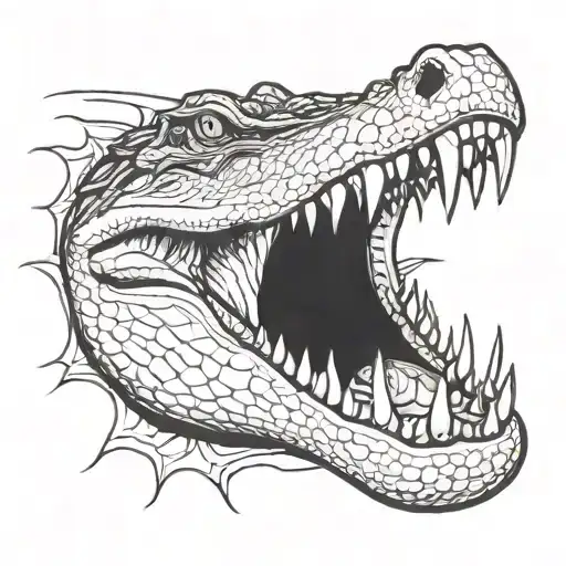 crocodile ghost face tattoo design idea