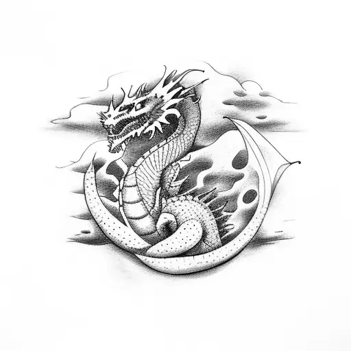 Swimmer transformed into a dragon tattoo design idea