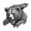 grizzly bear, moonlight,  tattoo design idea