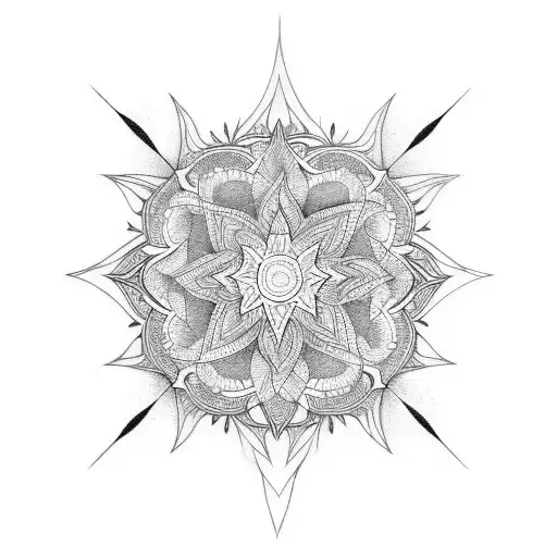 Black tattoo design with a mandala and delicate chains on Craiyon