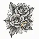 name "Coronel" in cursive with roses around it tattoo design idea