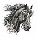 warrior black horse head tattoo design idea