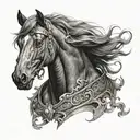 warrior black horse head tattoo design idea