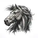warrior black horse head tattoo design idea