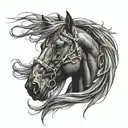 warrior black horse head tattoo design idea