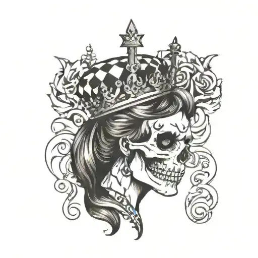 Chess queen, skull tattoo design idea