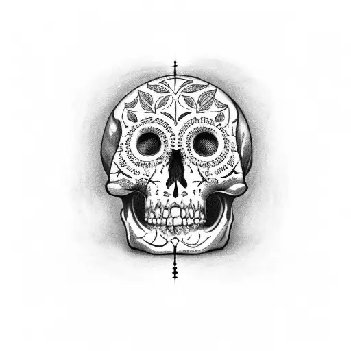 calavera  rota arriba de dos ramas de olivo tattoo design idea