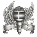 A microphone with wings, symbolizing the freedom and power of music tattoo design idea