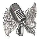A microphone with wings, symbolizing the freedom and power of music tattoo design idea