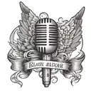 A microphone with wings, symbolizing the freedom and power of music tattoo design idea