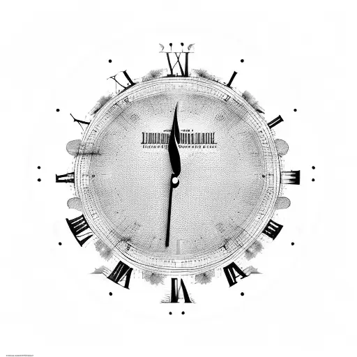long portrait clock with roman numerals tattoo design idea