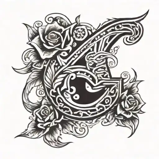 red letter g with kiss mark   tattoo design idea