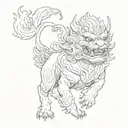 foo dog flying tattoo design idea
