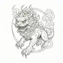foo dog flying tattoo design idea