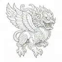 foo dog flying tattoo design idea