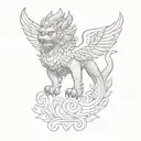 foo dog flying tattoo design idea