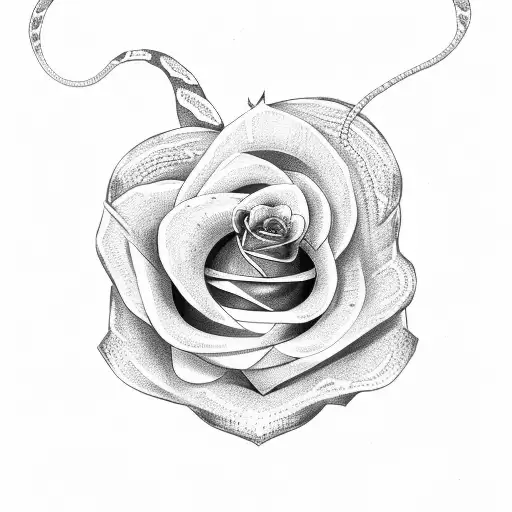 snake with rose tattoo design idea