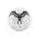 Raven meet eldritch horror tattoo design idea