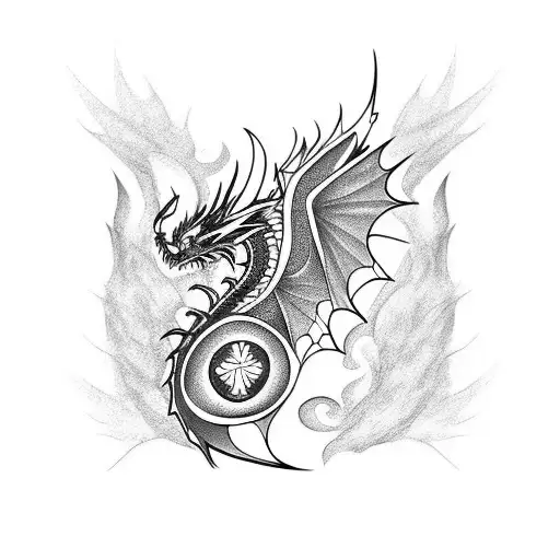 fully black dragon with clover cover up tattoo tattoo design idea